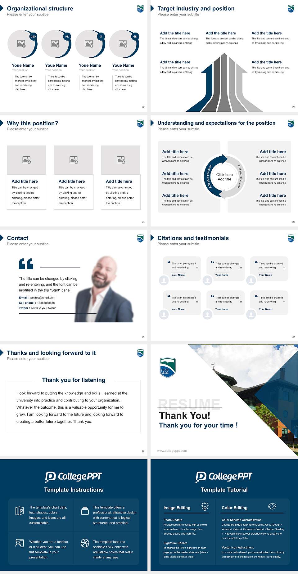 Champlain College Resume PPT Template4:3 ratio PPT effect preview image4