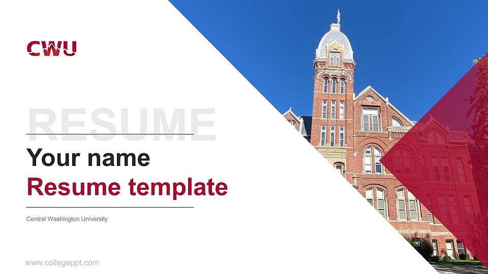 Central Washington University Resume PPT Template16:9 ratio PPT effect preview image