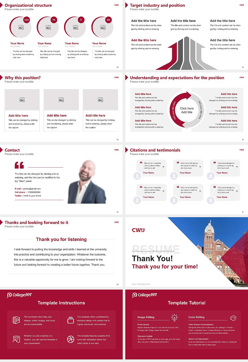 Central Washington University Resume PPT Template16:9 ratio PPT effect preview image4