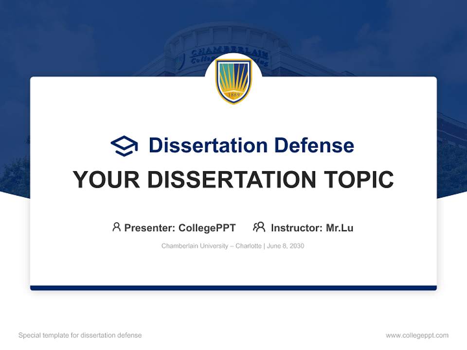 Chamberlain University – Charlotte Graduation Thesis Defense PPT Template4:3 ratio PPT effect preview image7