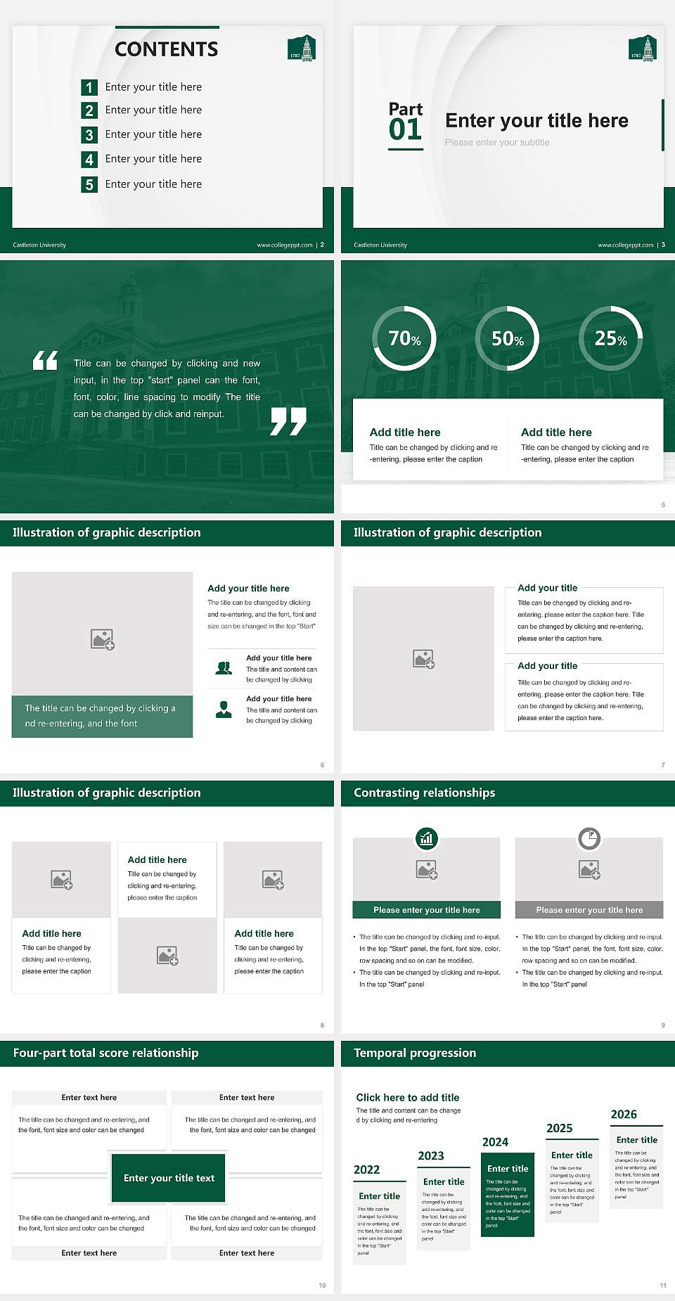 Castleton University Thesis Proposal/Graduation Defense PPT Template4:3 ratio PPT effect preview image2