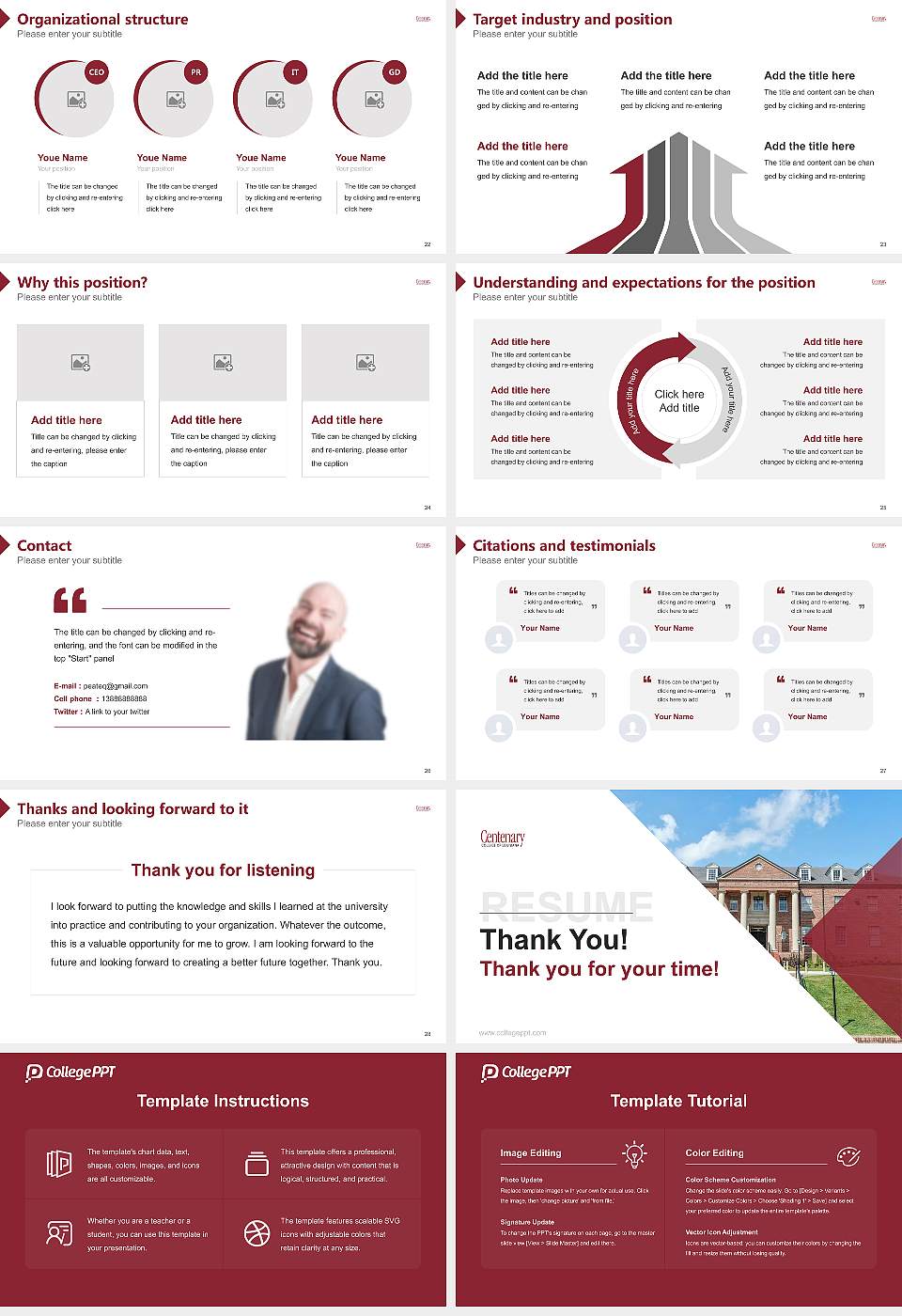 Centenary College of Louisiana Resume PPT Template16:9 ratio PPT effect preview image4