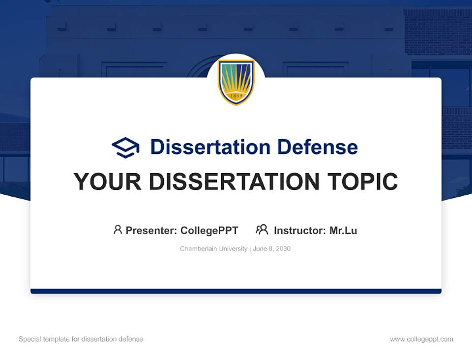 Chamberlain University Graduation Thesis Defense PPT Template4:3 ratio PPT effect preview image7