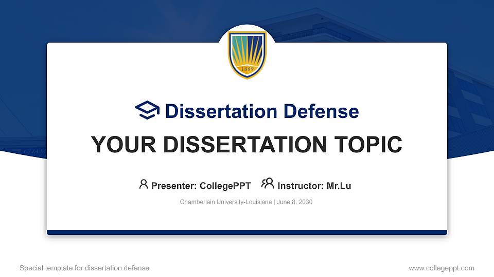 Chamberlain University-Louisiana Graduation Thesis Defense PPT Template16:9 ratio PPT effect preview image