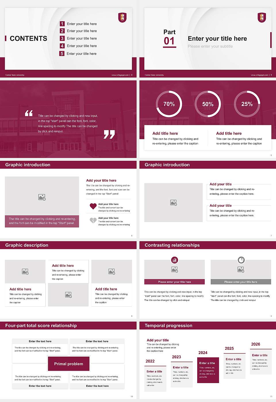 Central State University Thesis Proposal/Graduation Defense PPT Template16:9 ratio PPT effect preview image2