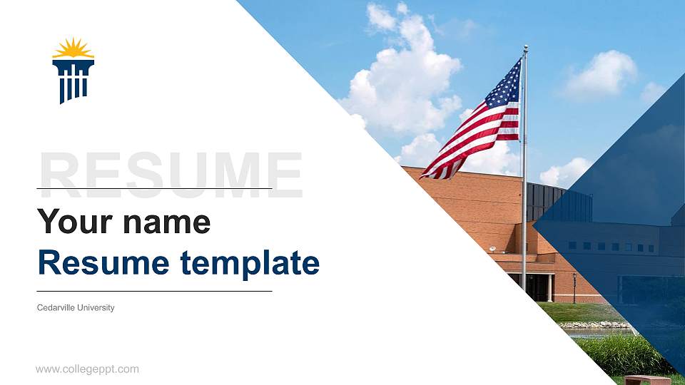 Cedarville University Resume PPT Template16:9 ratio PPT effect preview image