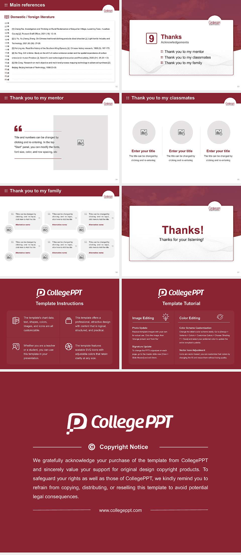 Centenary College of Louisiana Graduation Thesis Defense PPT Template4:3 ratio PPT effect preview image7
