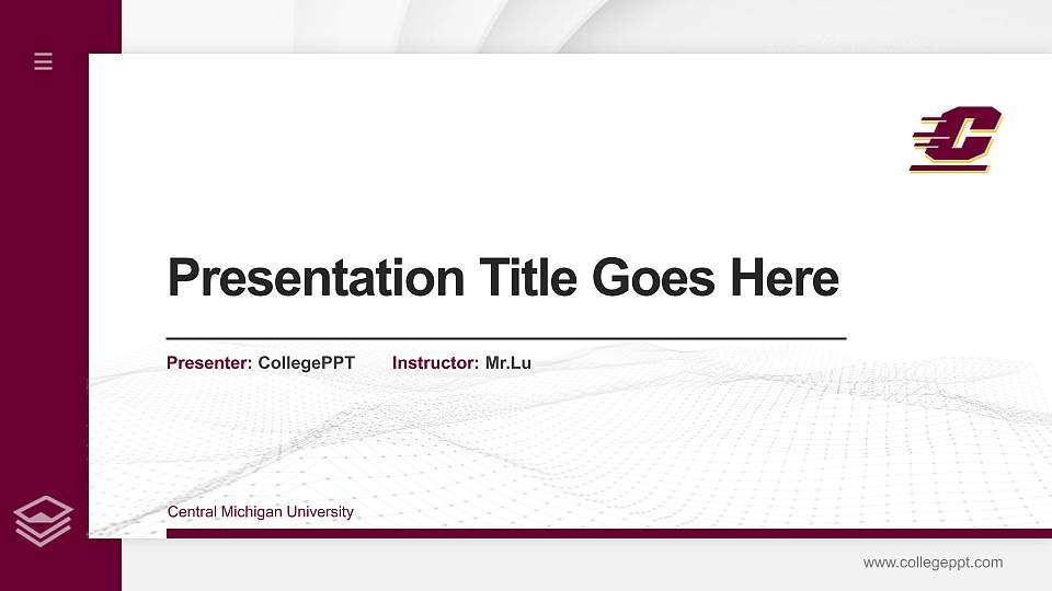 Central Michigan University Thesis Proposal/Graduation Defense PPT Template16:9 ratio PPT effect preview image