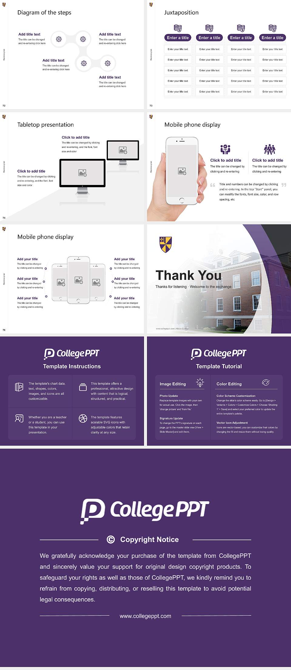 Albion College Competition/Entrepreneurship Contest PPT Template4:3 ratio PPT effect preview image9