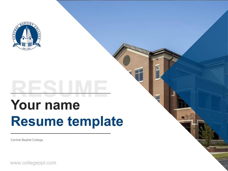 Central Baptist College Resume PPT Template4:3 ratio PPT effect preview image5