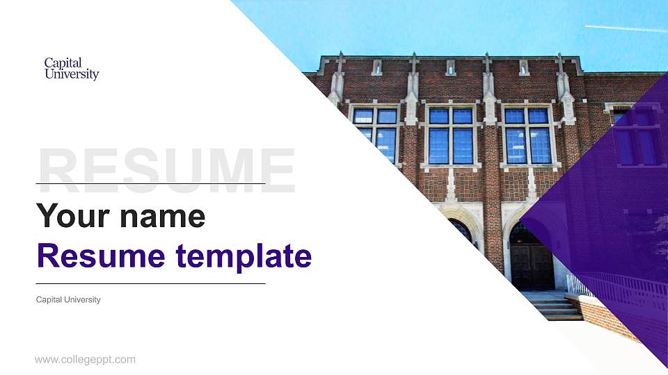 Capital University Resume PPT Template16:9 ratio PPT effect preview image