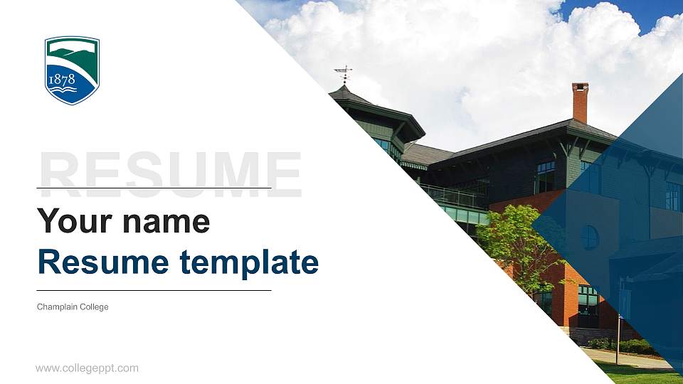 Champlain College Resume PPT Template16:9 ratio PPT effect preview image