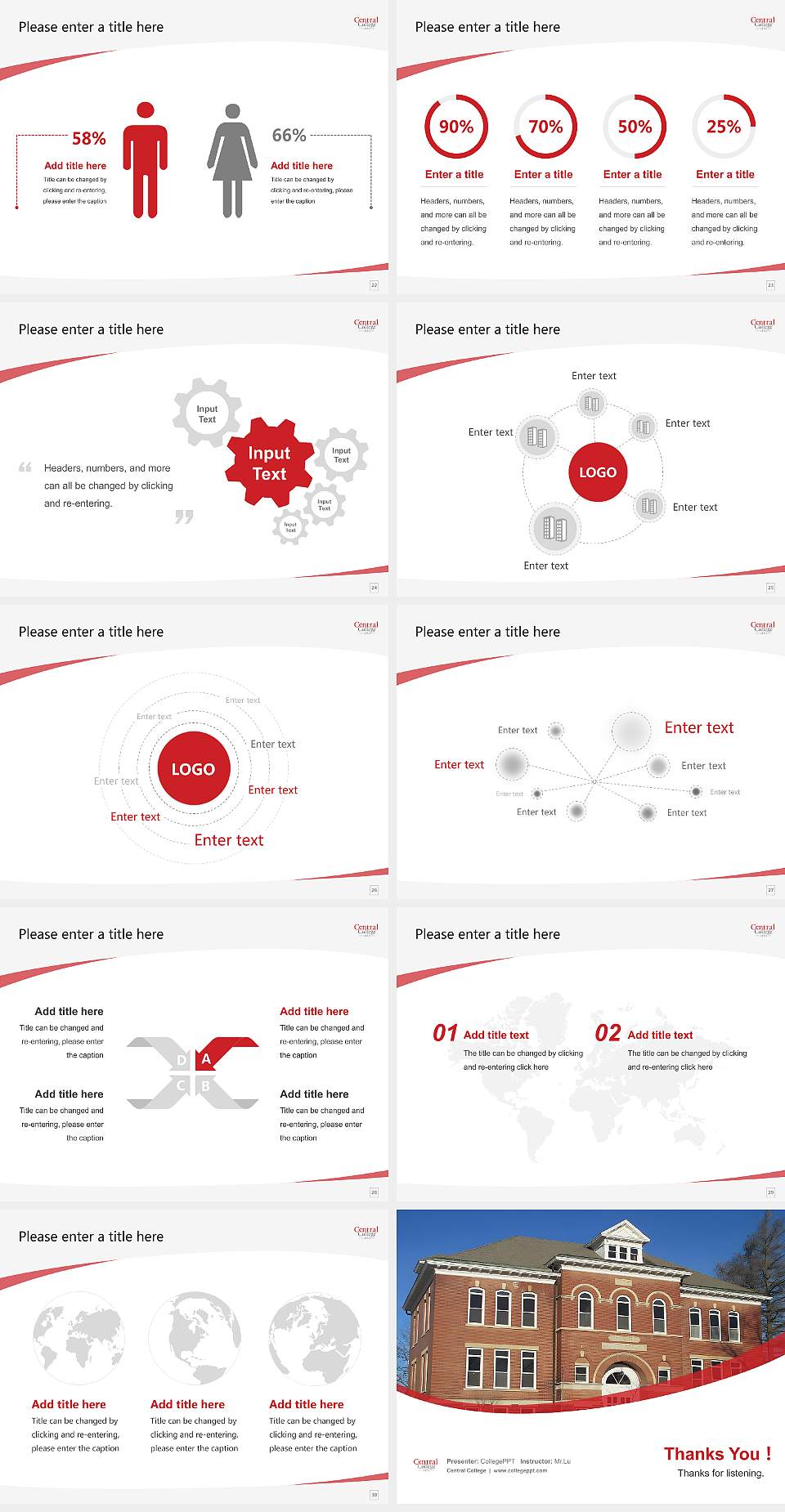 Central College Course/Courseware Creation PPT Template4:3 ratio PPT effect preview image4