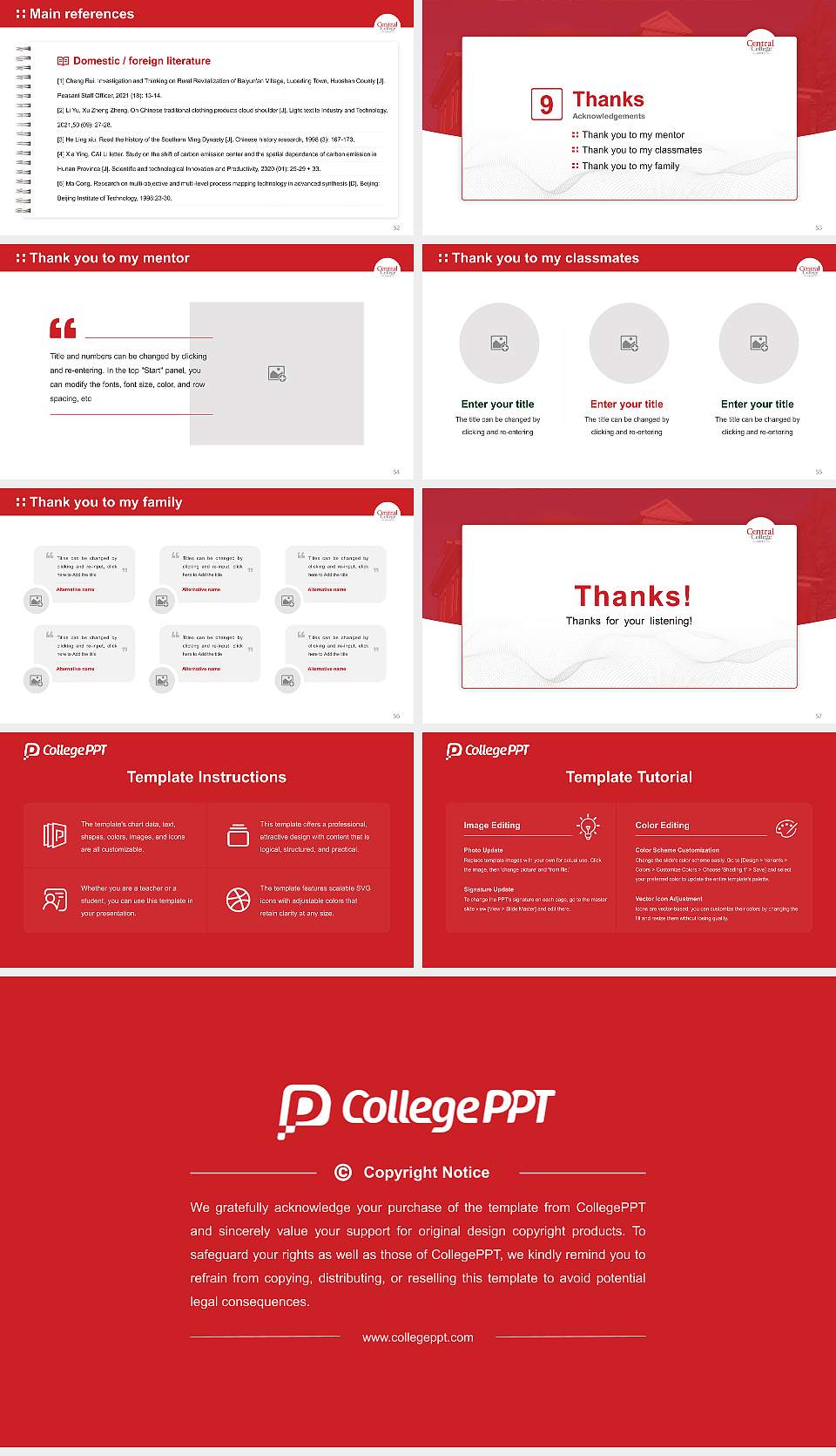 Central College Graduation Thesis Defense PPT Template16:9 ratio PPT effect preview image7