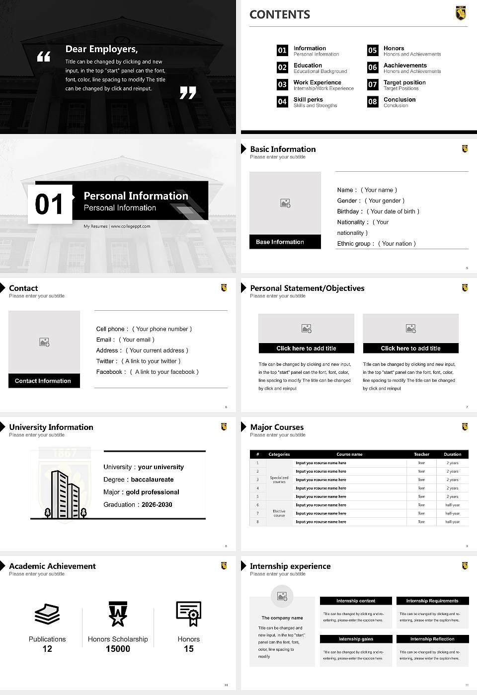Cedar Crest College Resume PPT Template16:9 ratio PPT effect preview image2