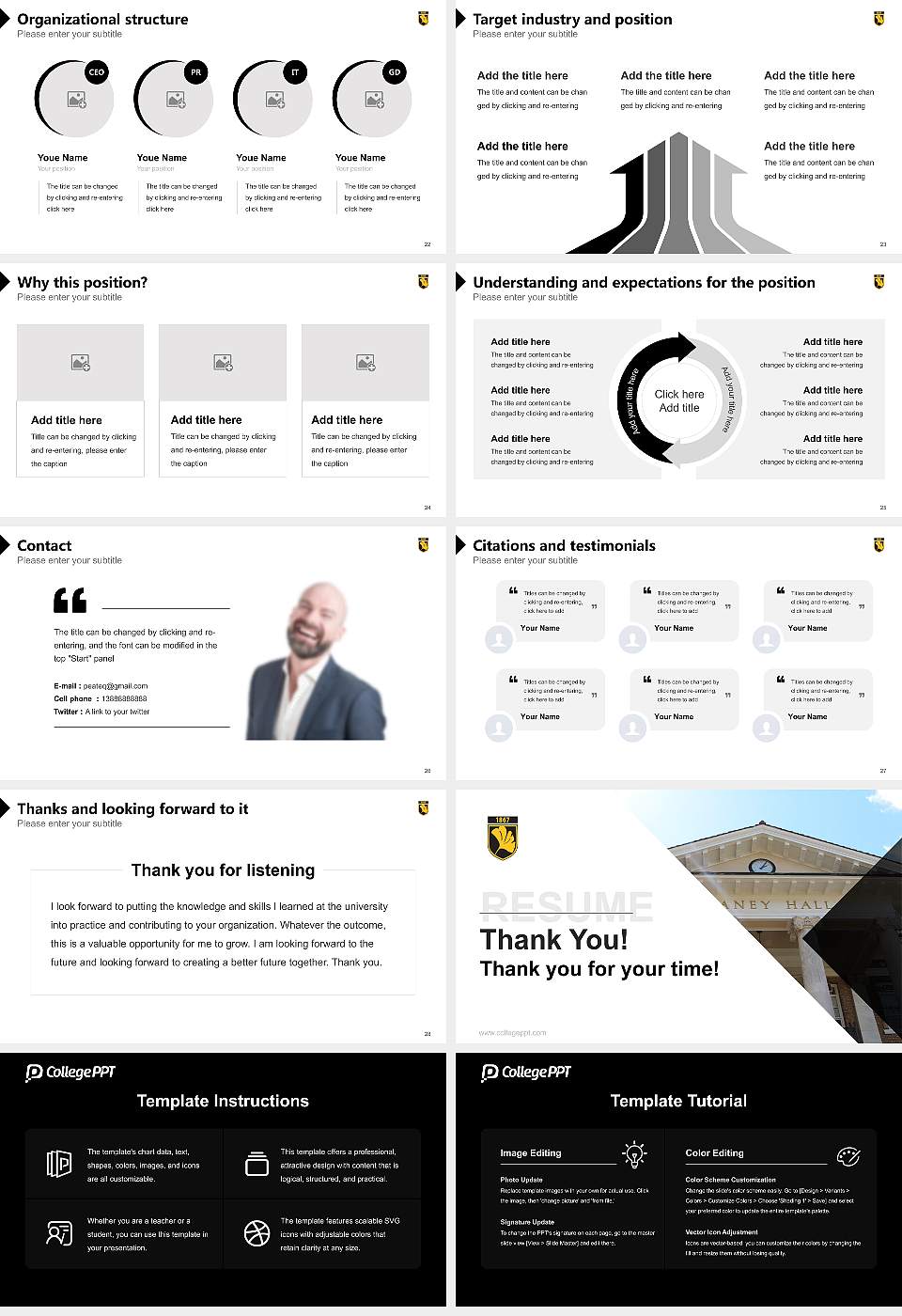 Cedar Crest College Resume PPT Template16:9 ratio PPT effect preview image4