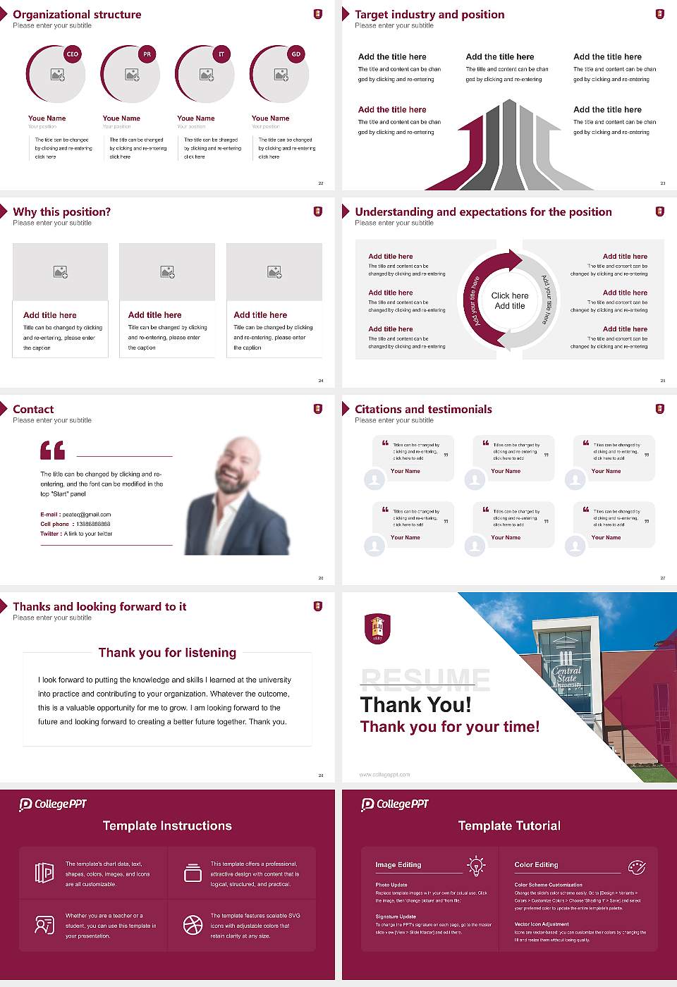 Central State University Resume PPT Template16:9 ratio PPT effect preview image4