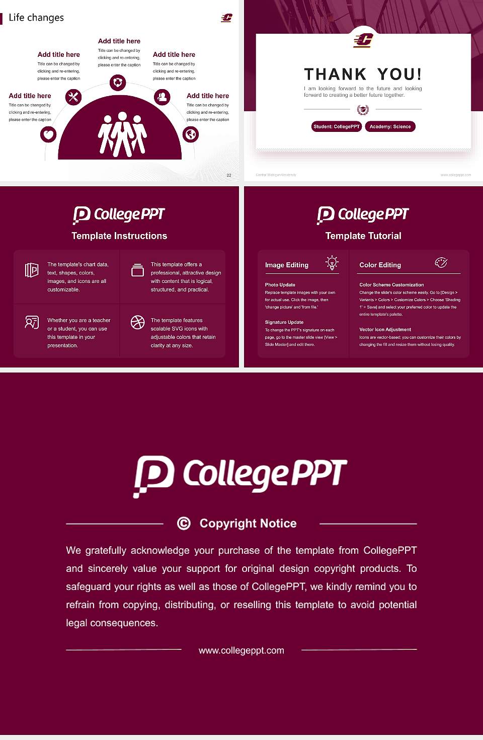 Central Michigan University National Scholarship Defense PPT Template4:3 ratio PPT effect preview image4
