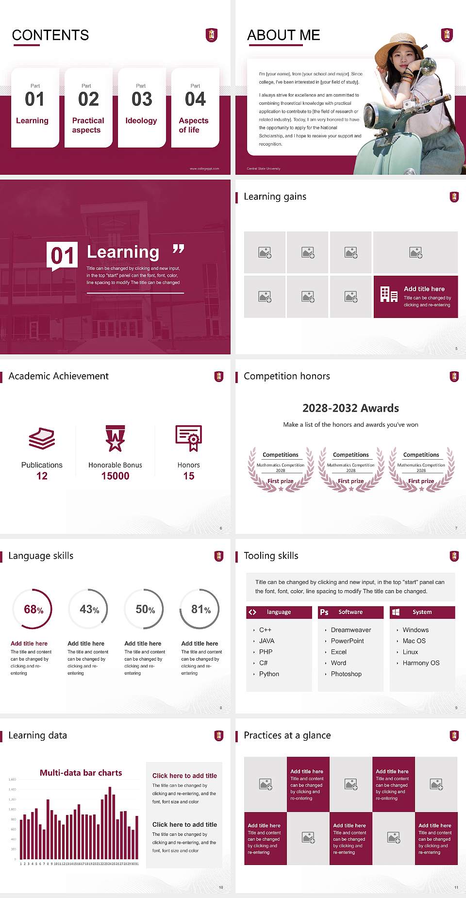 Central State University National Scholarship Defense PPT Template4:3 ratio PPT effect preview image2