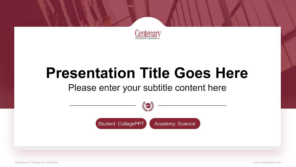 Centenary College of Louisiana National Scholarship Defense PPT Template16:9 ratio PPT effect preview image1