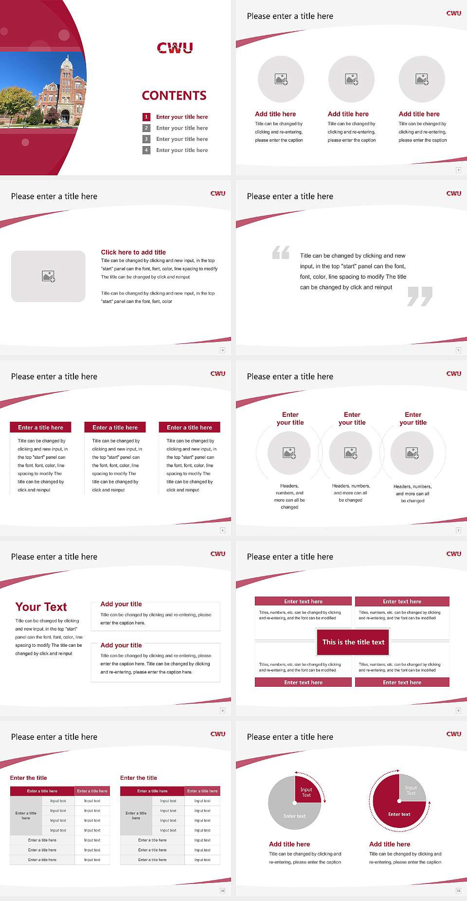Central Washington University Course/Courseware Creation PPT Template4:3 ratio PPT effect preview image2