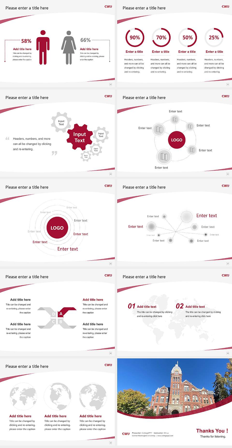 Central Washington University Course/Courseware Creation PPT Template4:3 ratio PPT effect preview image4