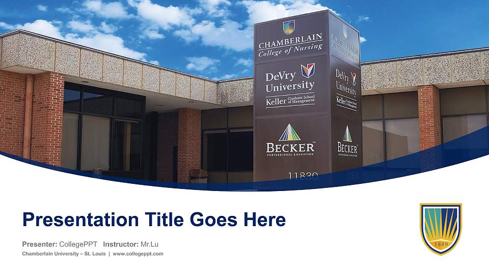 Chamberlain University – St. Louis Course/Courseware Creation PPT Template16:9 ratio PPT effect preview image