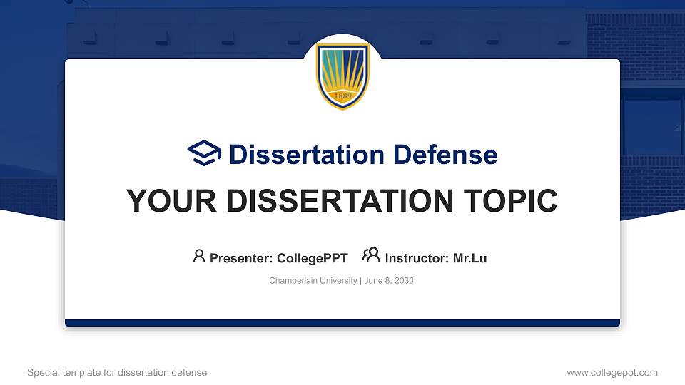 Chamberlain University Graduation Thesis Defense PPT Template16:9 ratio PPT effect preview image