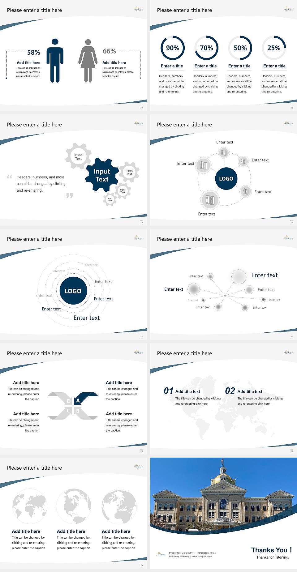 Centenary University Course/Courseware Creation PPT Template4:3 ratio PPT effect preview image4