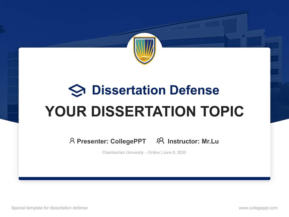 Chamberlain University – Online Graduation Thesis Defense PPT Template4:3 ratio PPT effect preview image7