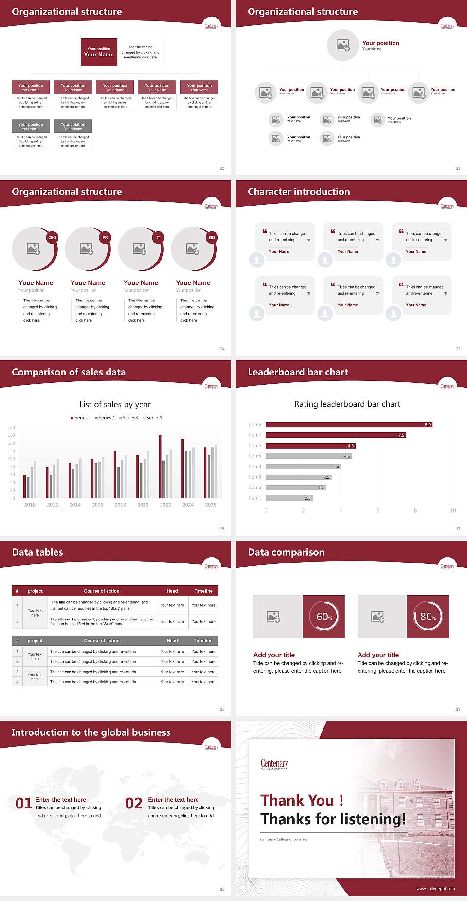 Centenary College of Louisiana Academic Presentation/Research Findings Report PPT Template4:3 ratio PPT effect preview image4
