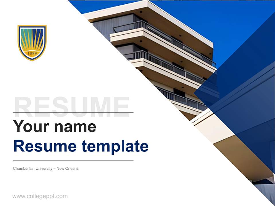 Chamberlain University – New Orleans Resume PPT Template4:3 ratio PPT effect preview image5