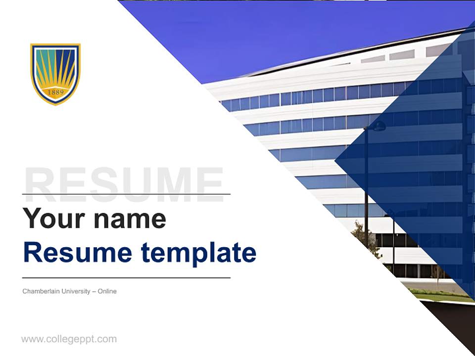 Chamberlain University – Online Resume PPT Template4:3 ratio PPT effect preview image5