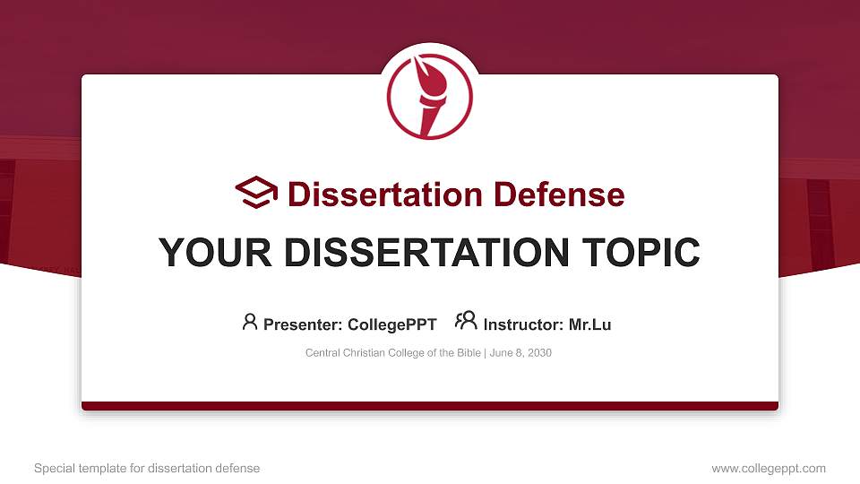 Central Christian College of the Bible Graduation Thesis Defense PPT Template16:9 ratio PPT effect preview image