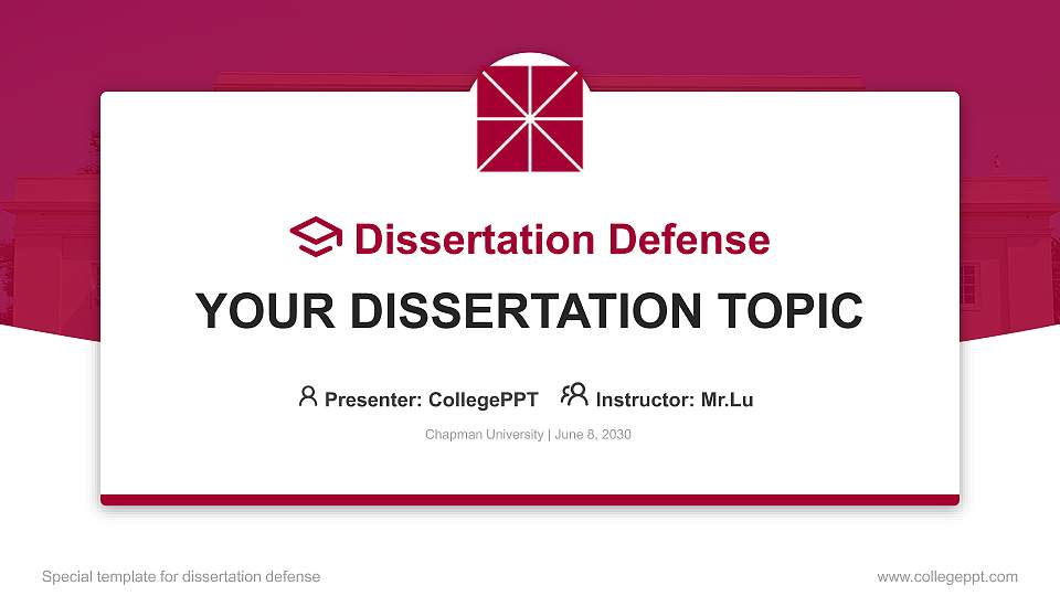Chapman University Graduation Thesis Defense PPT Template16:9 ratio PPT effect preview image