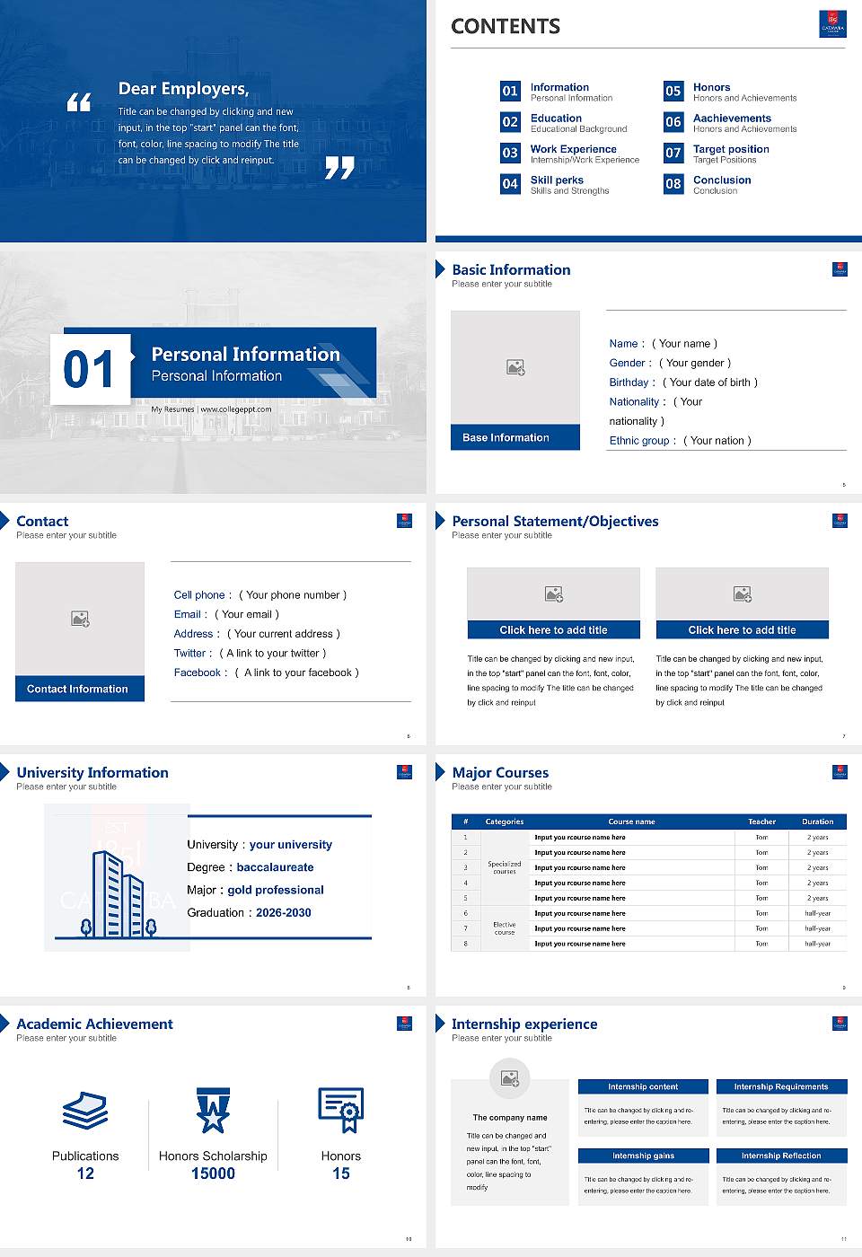 Catawba College Resume PPT Template16:9 ratio PPT effect preview image2