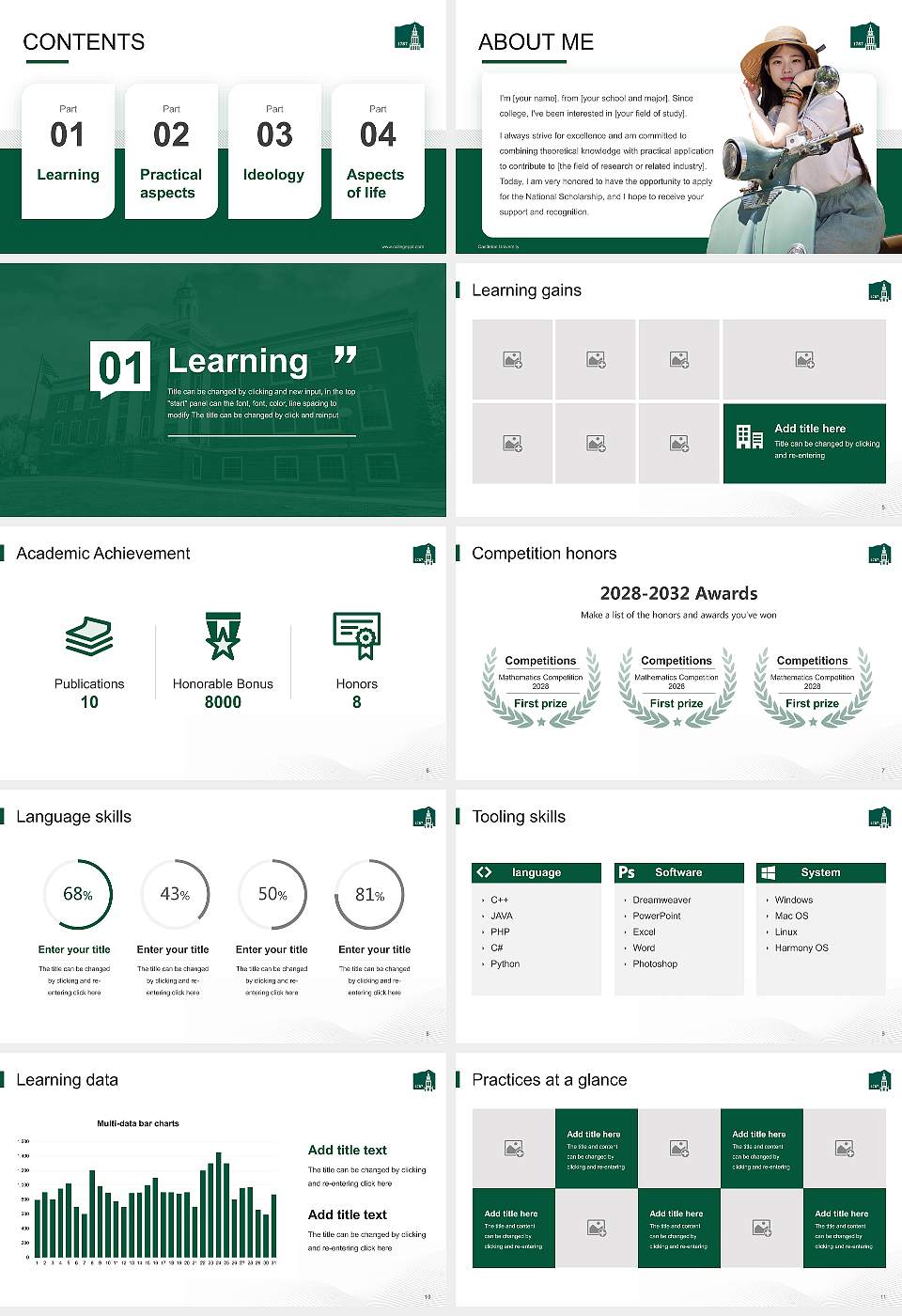 Castleton University National Scholarship Defense PPT Template16:9 ratio PPT effect preview image2