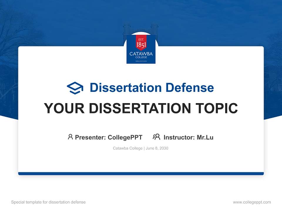 Catawba College Graduation Thesis Defense PPT Template4:3 ratio PPT effect preview image7