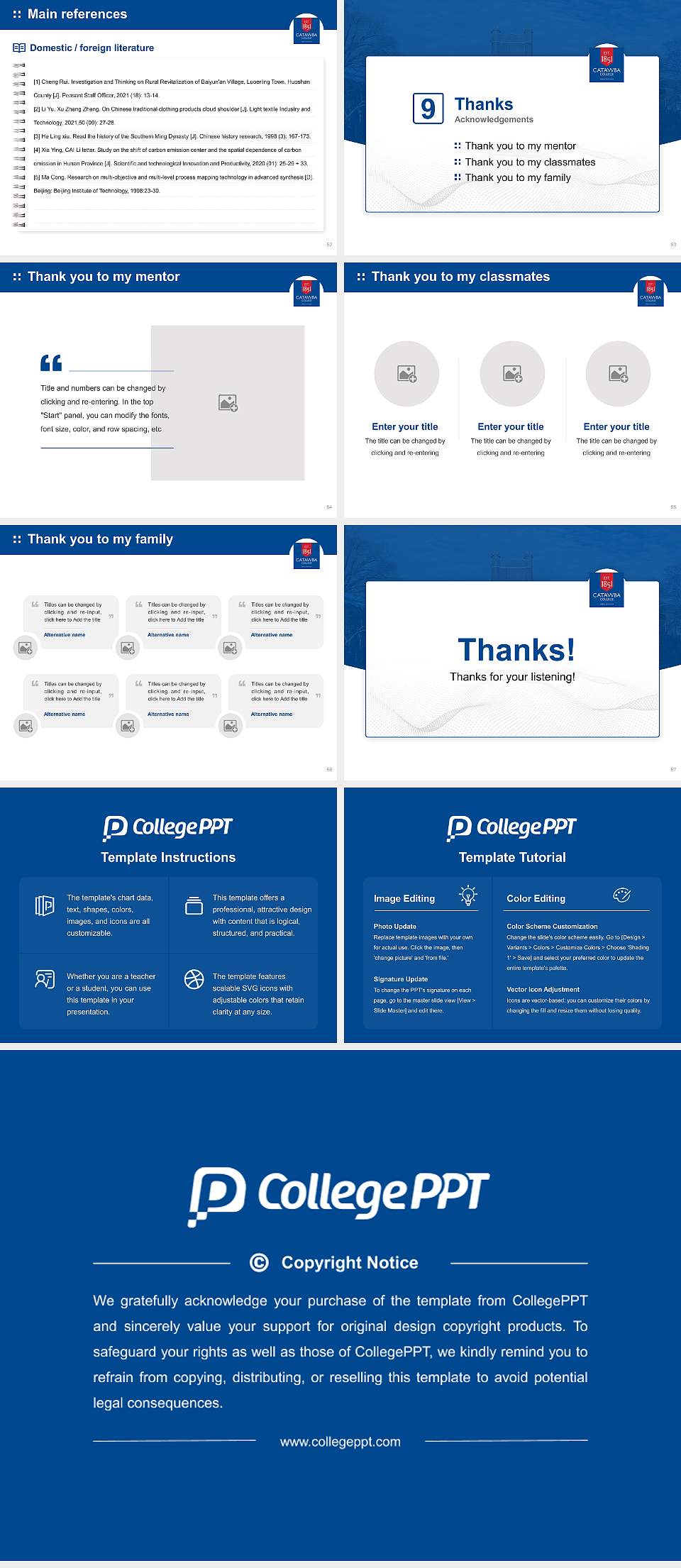 Catawba College Graduation Thesis Defense PPT Template4:3 ratio PPT effect preview image7
