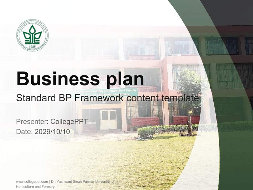 Dr. Yashwant Singh Parmar University of Horticulture and Forestry Competition/Entrepreneurship Contest PPT Template4:3 ratio PPT effect preview image9