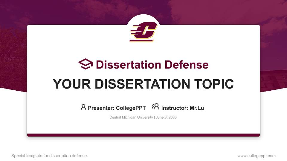 Central Michigan University Graduation Thesis Defense PPT Template16:9 ratio PPT effect preview image