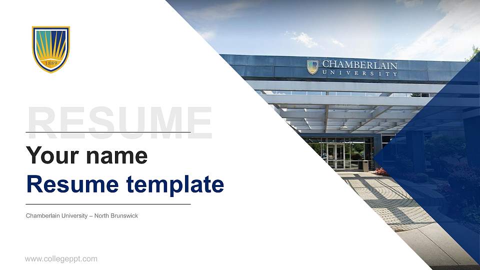 Chamberlain University – North Brunswick Resume PPT Template16:9 ratio PPT effect preview image