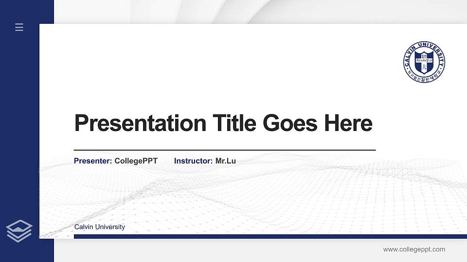 Calvin University Thesis Proposal/Graduation Defense PPT Template16:9 ratio PPT effect preview image