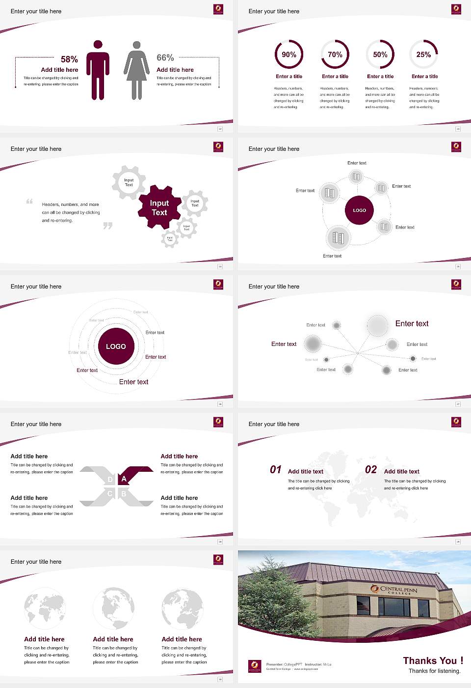 Central Penn College Course/Courseware Creation PPT Template16:9 ratio PPT effect preview image4