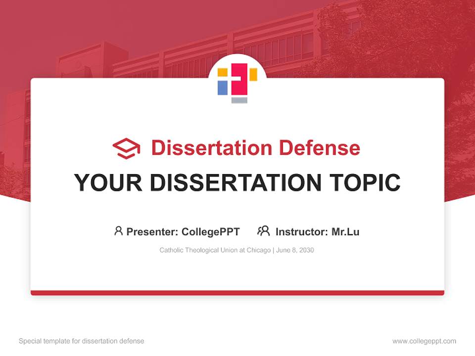 Catholic Theological Union at Chicago Graduation Thesis Defense PPT Template4:3 ratio PPT effect preview image7