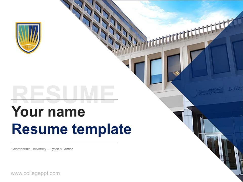 Chamberlain University – Tyson’s Corner Resume PPT Template4:3 ratio PPT effect preview image5
