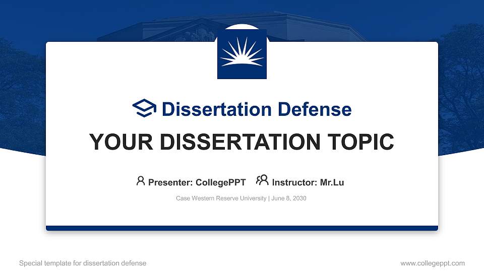 Case Western Reserve University Graduation Thesis Defense PPT Template16:9 ratio PPT effect preview image