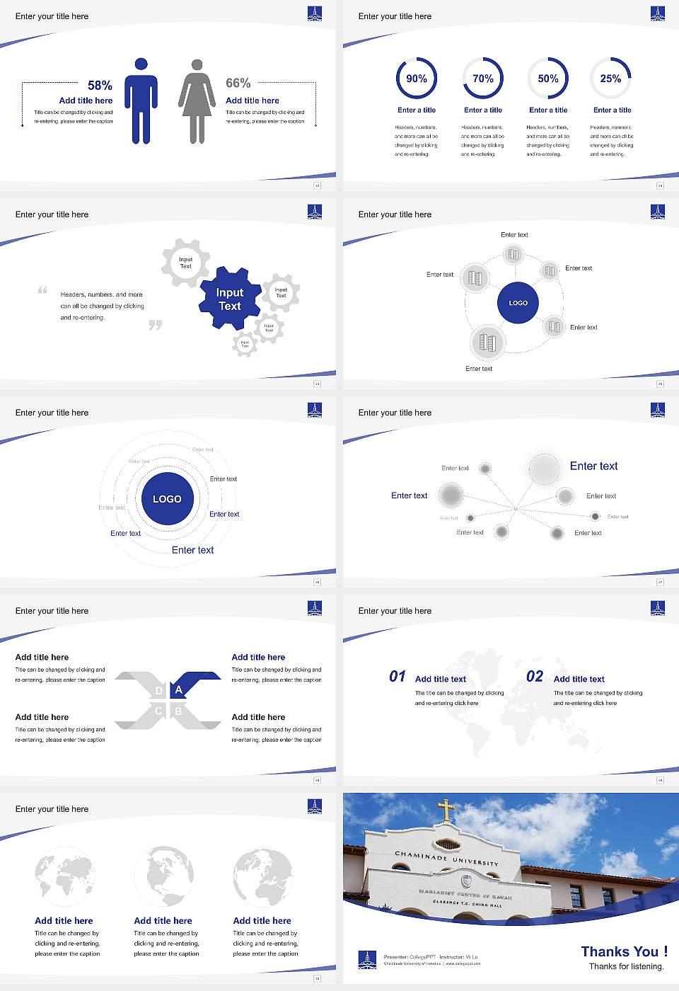 Chaminade University of Honolulu Course/Courseware Creation PPT Template16:9 ratio PPT effect preview image4