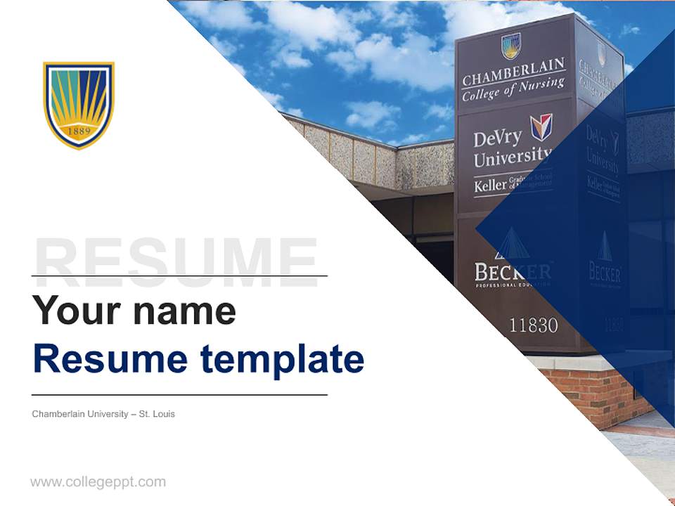Chamberlain University – St. Louis Resume PPT Template4:3 ratio PPT effect preview image5