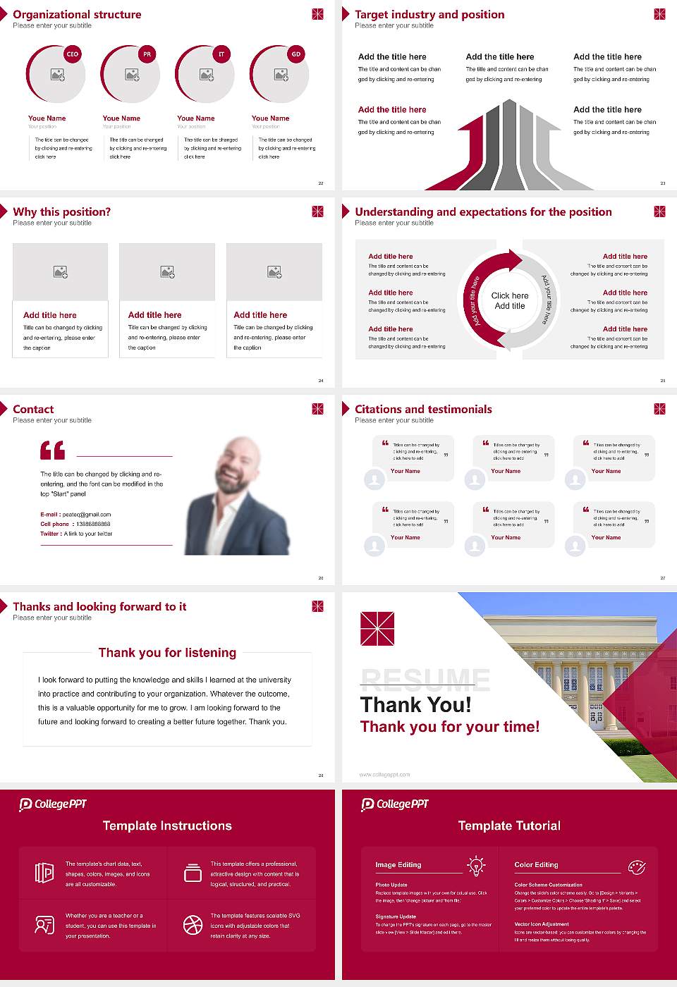 Chapman University Resume PPT Template16:9 ratio PPT effect preview image4